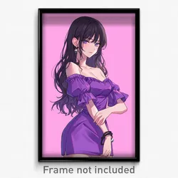 Anime Art Poster - Girl Feeling Trust Wearing Animated Purple Dress (Print)