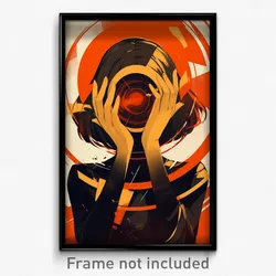 Movie Art Poster - Girl Feeling Eagerness, Rectangular Hands On Headwear (Print)