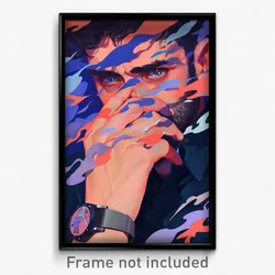 Art Poster - Man Feeling Aggressive Wearing Gray Wristband (Art Print)