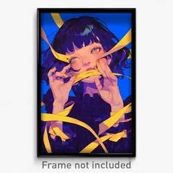 Anime Art Poster - Woman Feeling Tenderness, Immaterial Yellow Ribbon (Print)