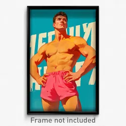 Russian Movie Poster - Man Feeling Infatuation, Idealistic Pink Shorts (Print)