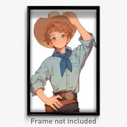 Anime Art Poster - Boy Feeling Schadenfreude Wearing Valuable Cowboy Hat (Print)