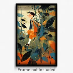 Art Poster - Boy Feeling Loopy Wearing Adventurous Orange Ribbon (Print)