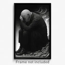 Art Poster - Man Feeling Patience Wearing Homely Untied (Art Print)