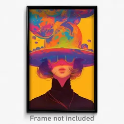 Movie Art Poster - Girl Feeling Pleased, Messy Large Hat (Retro Film Print)