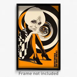 Russian Movie Poster - Woman Feeling Bored, Black And White Orange Legwear