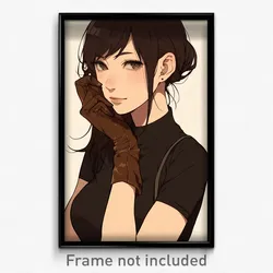 Anime Art Poster - Girl Feeling Envy Wearing Attractive Brown Gloves (Print)