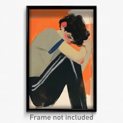 Art Poster - Boy Feeling Depressed Wearing Athletic Grey (Print)