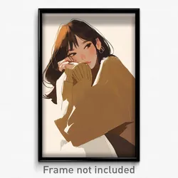 Art Poster - Girl Feeling Confident Wearing Scholarly Long Sleeves (Art Print)
