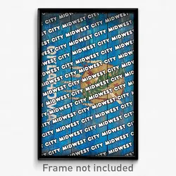 Midwest City Oklahoma Poster (OK City Souvenir 11x17 Town Print)