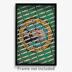 Three Lakes Washington Poster (WA City Souvenir 11x17 Town Print)