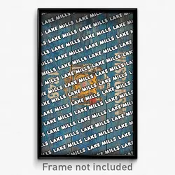 Lake Mills Wisconsin Poster (WI City Souvenir 11x17 Town Print)