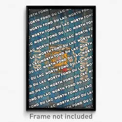 North Fond du Lac Wisconsin Poster (WI City Souvenir 11x17 Town Print)