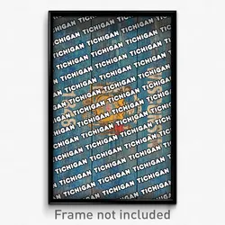 Tichigan Wisconsin Poster (WI City Souvenir 11x17 Town Print)