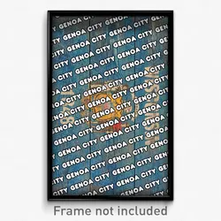 Genoa City Wisconsin Poster (WI City Souvenir 11x17 Town Print)