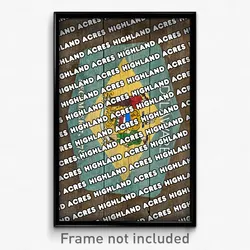 Highland Acres Delaware Poster (DE City Souvenir 11x17 Town Print)