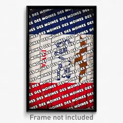 Des Moines Iowa Poster (IA City Souvenir 11x17 Town Print)