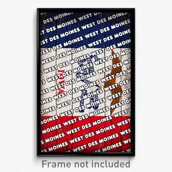 West Des Moines Iowa Poster (IA City Souvenir 11x17 Town Print)
