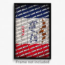 Lake Mills Iowa Poster (IA City Souvenir 11x17 Town Print)