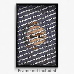 Worthington Hills Kentucky Poster (KY City Souvenir 11x17 Town Print)