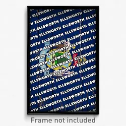 Ellsworth Maine Poster (ME City Souvenir 11x17 Town Print)