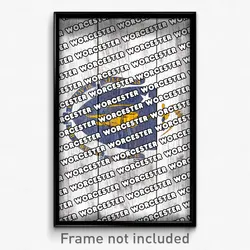 Worcester Massachusetts Poster (MA City Souvenir 11x17 Town Print)
