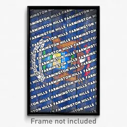 Farmington Hills Michigan Poster (MI City Souvenir 11x17 Town Print)