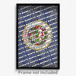 North Mankato Minnesota Poster (MN City Souvenir 11x17 Town Print)