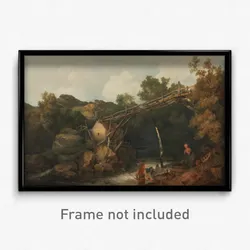 Philippe-Jacques de Loutherbourg - A View near Matlock, Derbyshire with Figures Working beneath a Wooden Conveyor