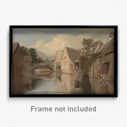 William Linton - Cottages by a River