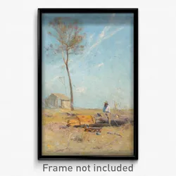 Arthur Streeton - The selector's hut (Whelan on the log)