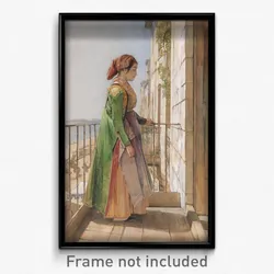 John Frederick Lewis - A Greek Girl Standing on a Balcony