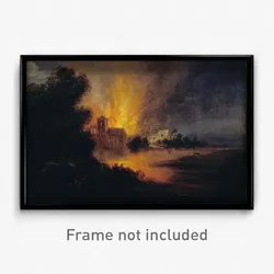 Flemish or Dutch - A Village on Fire