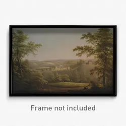 George Cuitt - Easby Hall and Easby Abbey with Richmond, Yorkshire in the Background
