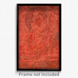 Detail, Padmasambhava, 18th-century painting from Tibet, red ground mineral pigment on cotton (cropped).jpg
