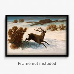 Gustave Courbet - Deer Running in the Snow
