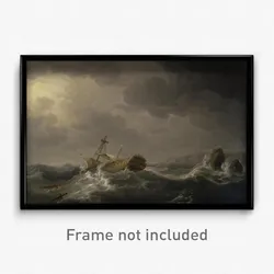 Charles Brooking - Ship wrecked on a rocky coast