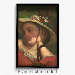 Gustave Courbet - Young Ladies on the bank of the Seine – fragment of a painting (Woman with Flowers on Her Hat)