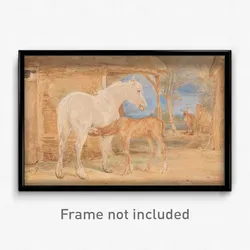 John Frederick Lewis - Gray Mare and a Chestnut Foal
