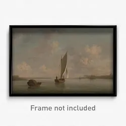 Charles Brooking - A Smack Under Sail in a Light Breeze in a River