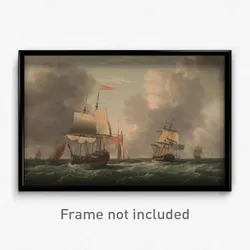 Dominic Serres - An English Two-Decker Lying Hove to, with Other Ships and Vessels in a Fresh Breeze