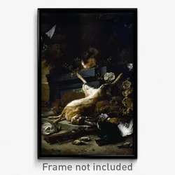 Jan Weenix - Still Life of Game including a Hare, Black Grouse and Partridge, a Spaniel looking on with a Pigeon ...