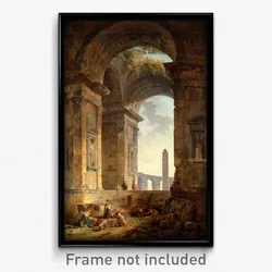 Hubert Robert - Ruins with an obelisk in the distance
