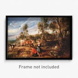 Sir Peter Paul Rubens - Milkmaids with Cattle in a Landscape, 'The Farm at Laken'