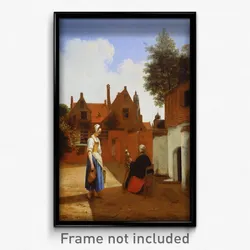 Pieter de Hooch - Courtyard in Delft at Evening- a Woman Spinning