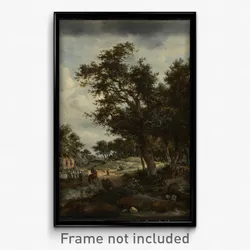 Meindert Hobbema (Dutch - A Wooded Landscape with Travelers on a Path through a Hamlet