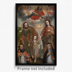 Anonymous Cusco School - Double Trinity with Saint Augustine and Saint Catherine of Siena