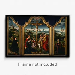 Joos van Cleve - Triptych- The Crucifixion Flanked by the Kneeling Donor and His Wife