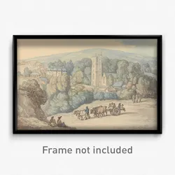 Thomas Rowlandson - View of the Church and Village of St. Cue, Cornwall