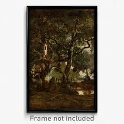 Théodore Rousseau (French - Forest of Fontainebleau, Cluster of Tall Trees Overlooking the Plain of Clair-Bois at the Edge of Ba...